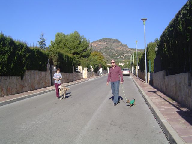 Out for a walk. Stephen gets the manly beast