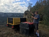 Only a helicopter could have delivered the compressor for the cliff securing work they are doing