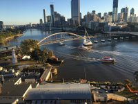 Looking down at a busy river