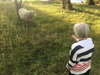 Paulie talks to the locals about her NZ childhood on the family farm