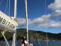 Anchoring at the first night's berth.