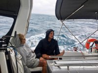 with 28 knot (52km) winds and rain