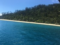 Whitehaven Beach. Anchored for the night. The Skipper swam ashore in the morning for a wee 5km run along the beach