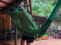 Then Stephen tries to get into the new hammock