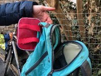 Stephen's hiking gear with first aid kit. Gone