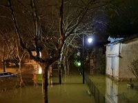 Much of the lower village is inundated