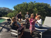 Clan Dunlop gather by the pool