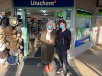 Paulie and Stephen got dropped at Oneroa and said hi to Judy's niece, Grace, who is helping at Judy's pharmacy whilst on Uni holidays