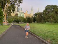 15th - always energetic, Paulie bounds up to the gardens from St Kilda Road the next morning