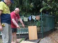 Stephen builds   (heavy) wheelchair ramps for tomorrow's guest with design input from Michael