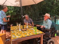 29th Paulie's pals Des and Benoni come to lunch whilst in town. Paulie has joined Des on many an interstate wine tour.