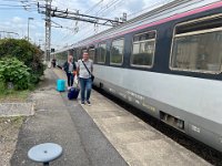 Collecting Adelaide pals Rosie and Greg Egan from Gare de Caussade