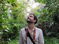 James in the wetlands around Bigodi in the West that are conserved and managed by a group they partner with, KAFRED. They are demonstrating how to grow coffee in a mixed crop, biodiverse food forest.