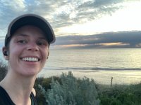 Whilst after work  in Adelaide Olivia goes for a walk at Henley Beach