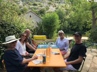 A lovely lunch at the Guinguette de Cazals. This is where, when kayaking, the guys exit the river