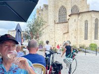 Then Paulie and Stephen headed to Condom for lunch. In the background the cathedral.