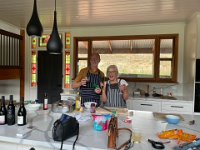 Chefs Paulie and Stephen prepare dinner for those who gathered for tomorrow's lunch .