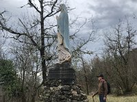 Later  Paulie and Stephen cross the bridge and walk up the hill to share Mary's winter view of St Antonin