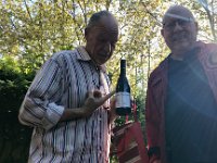 A small team gathers in the garden for Birthday Boy Stephen. Michael delivers Chateau Neuf niceness and Yolande gifted a Saint-Émilion Grand Cru. The challenge - to cellar them for a year or two.