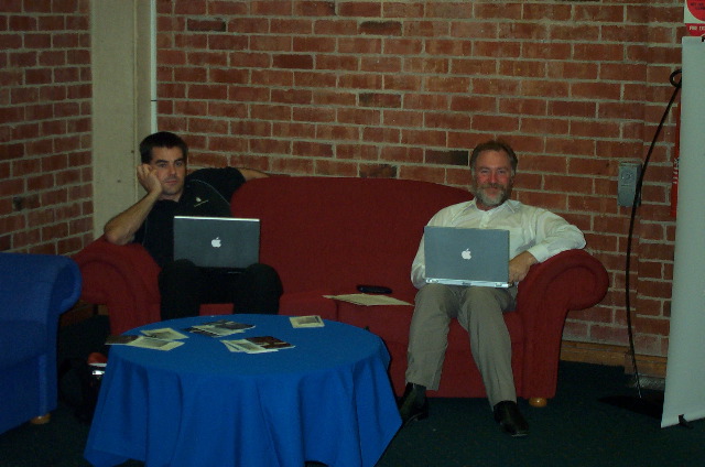 Stephen's colleagues Joe Cox and Chris Feil take a moment to rest