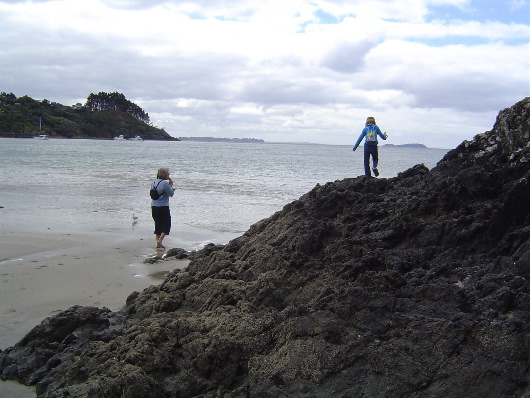 Pauline & Olivia on Palm Beach, Waiheke