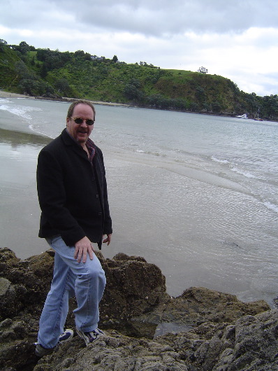 Climbing on the rocks at Waiheke Is