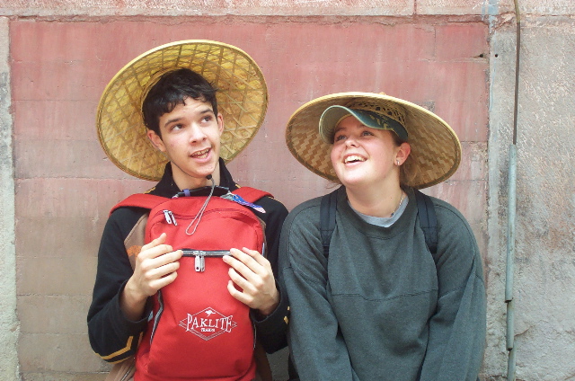 Ashleigh and Jim in chinese hats