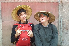 Ashleigh and Jim in chinese hats