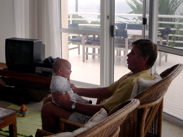 baby Kobe and Grandpa Jim chat