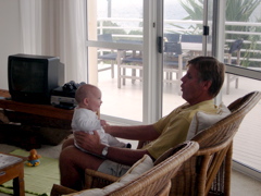 baby Kobe and Grandpa Jim chat