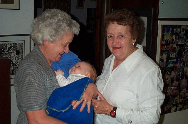 Auntie Verian and Margaret chat with Martine's first born