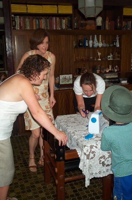 A sewing machine service crew (Liz with Christa's in-laws)